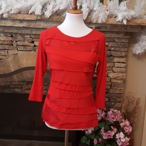Vince Camuto Tomato Zig Zag 3/4 - Sleeve Blouse